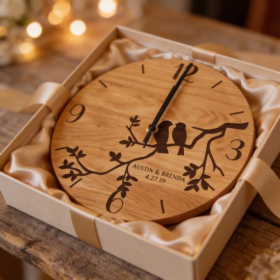 Koka sienas pulksteņi kāzām