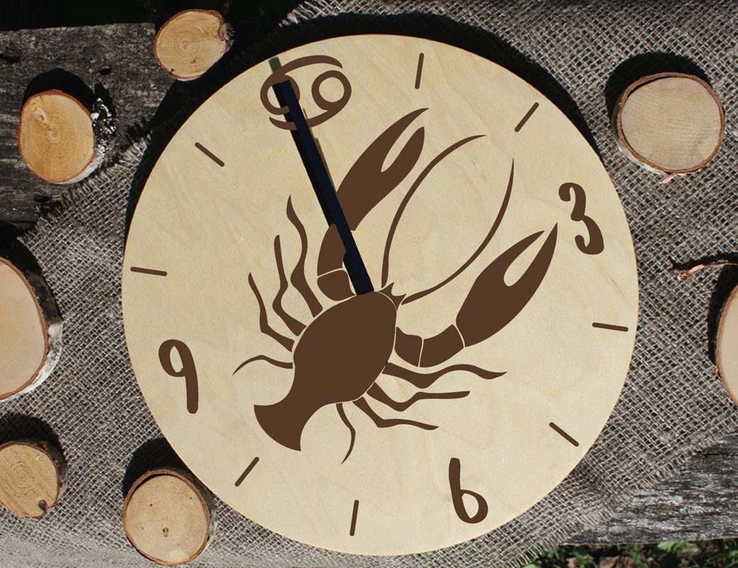Koka sienas pulkstenis ar gravējumu - Horoskops