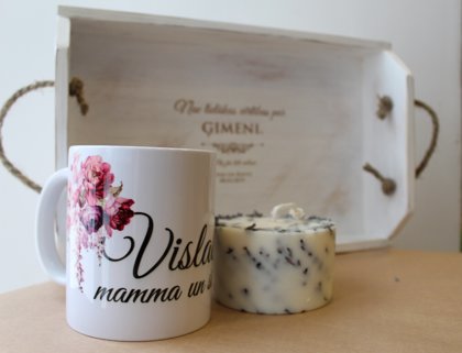 Paplātes, krūzītes un svecītes komplekts